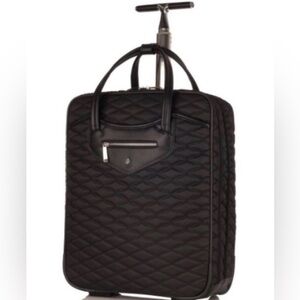 Knomo London Scala Carry On Rolling Luggage | Black Quilted